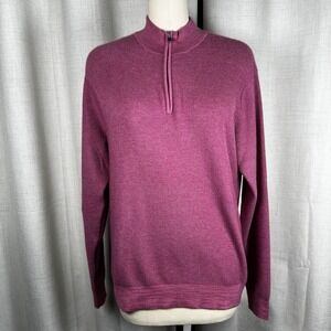 Peter Millar Crown Crafted Sweater Mens Large 1/4 Zip Cashmere Silk Berry Red